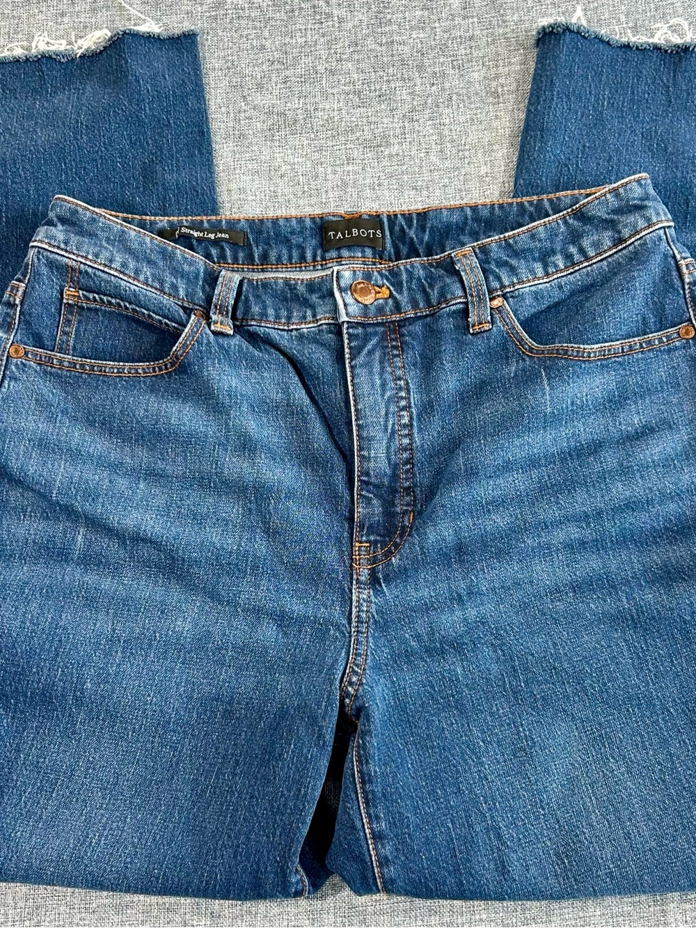 Talbots Women’s Blue Straight Denim Jeans Raw Hem